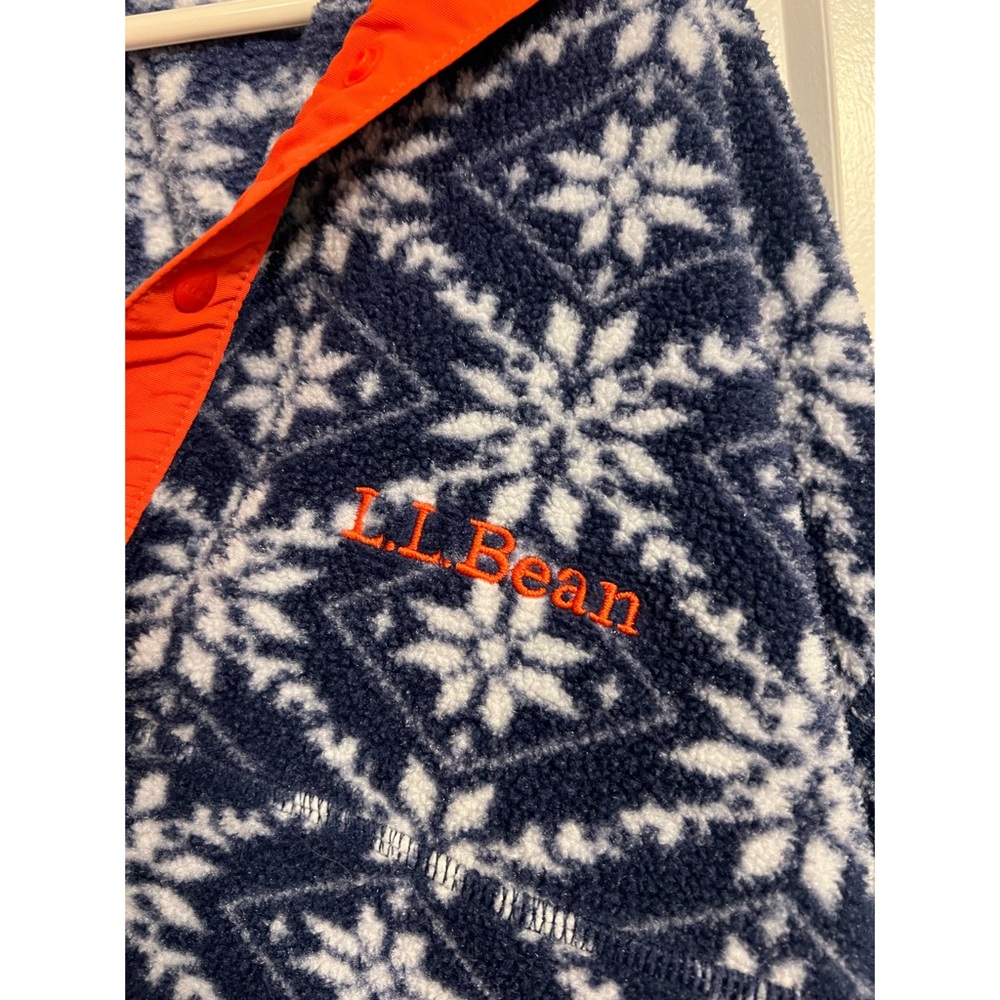 Navy And White Patterned Pullover With Orange Acc… - image 2